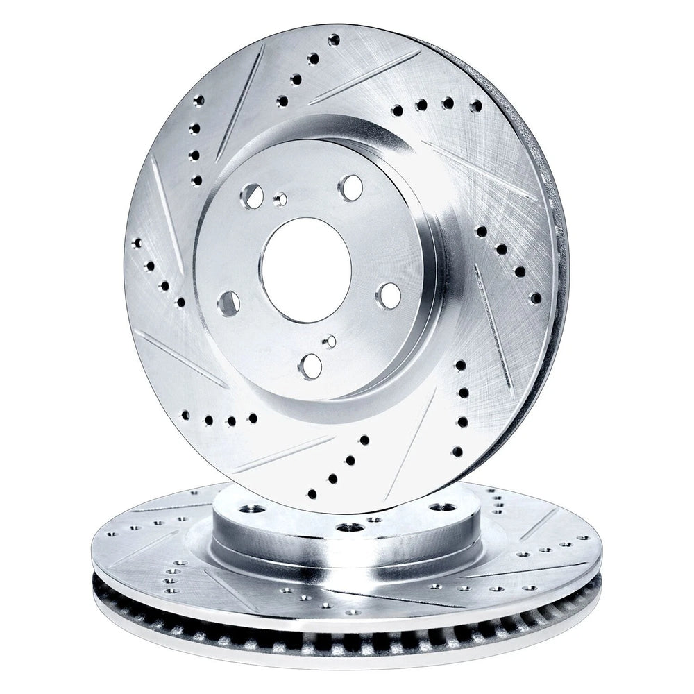 R1 11-25 Dodge Durango Front Drilled & Slotted Silver Brake Rotor Set