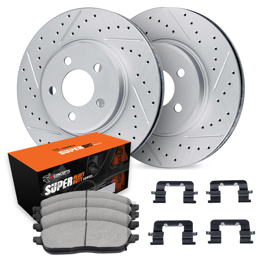 R1 Concepts Brake Rotors - Slotted - Silver w/ 5000 Oep Pads Hdw Fits Buick Enclave