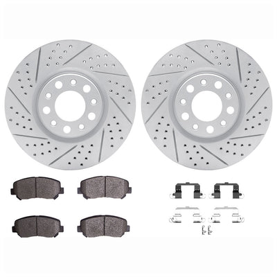 DFC 13-16 Chrysler 200 Front Drilled & Slotted Geoperformance Rotors 5000 Advanced Pads w/Hardware