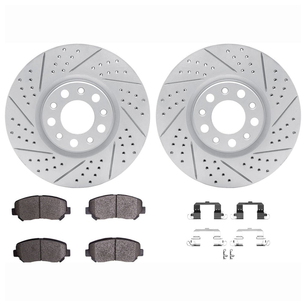 DFC 13-16 Chrysler 200 Front Drilled & Slotted Geoperformance Rotors 5000 Advanced Pads w/Hardware