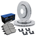 R1 Concepts Brake Rotors - Slotted - Silver w/ Semi-Met Pads Hdw Fits Lexus LX450
