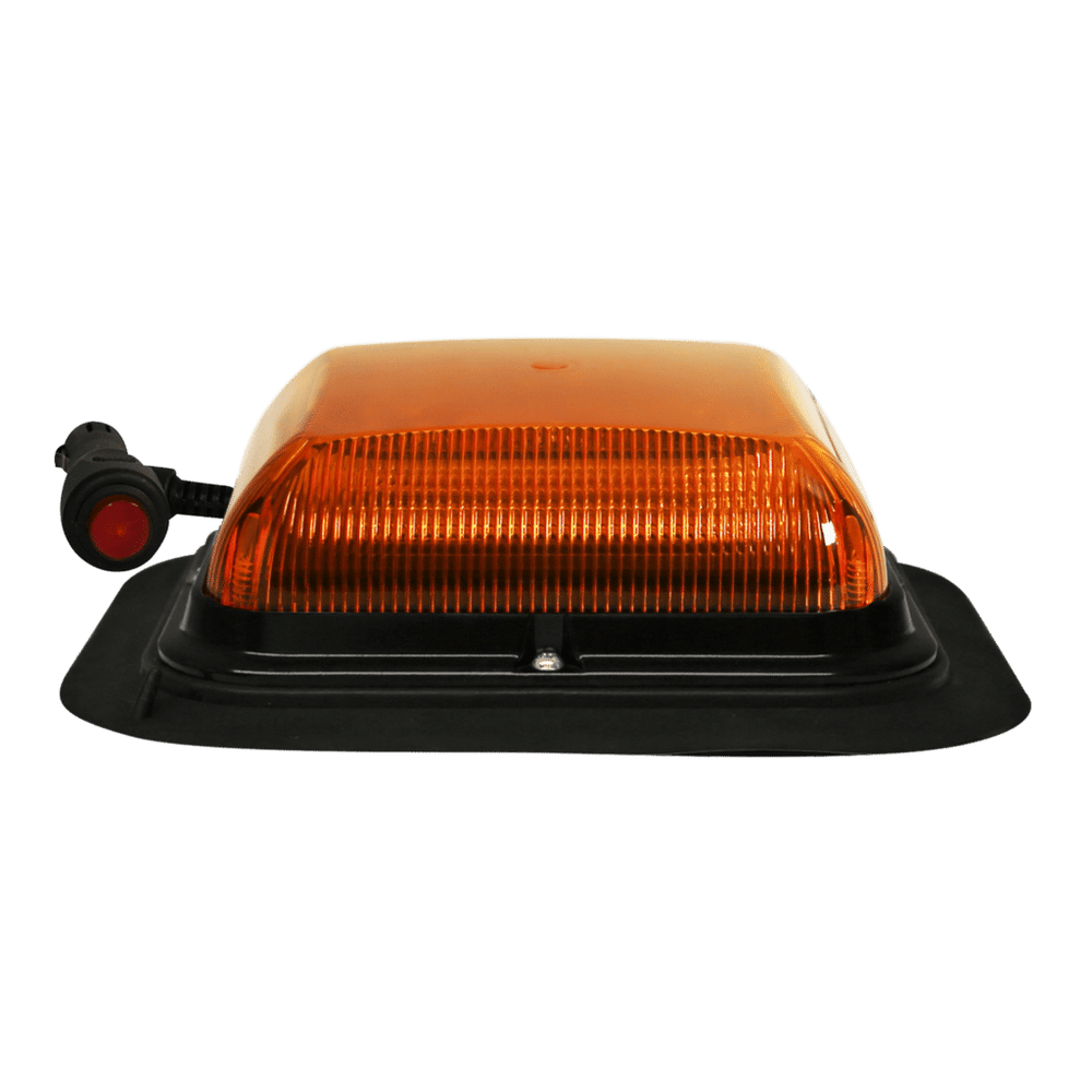LED BEACON SQUARE POLY BASE LOW PROFILE 1224VDC 8 FLASH PATTERNS VACUUMMAGNET CLEAR LENS AMBER