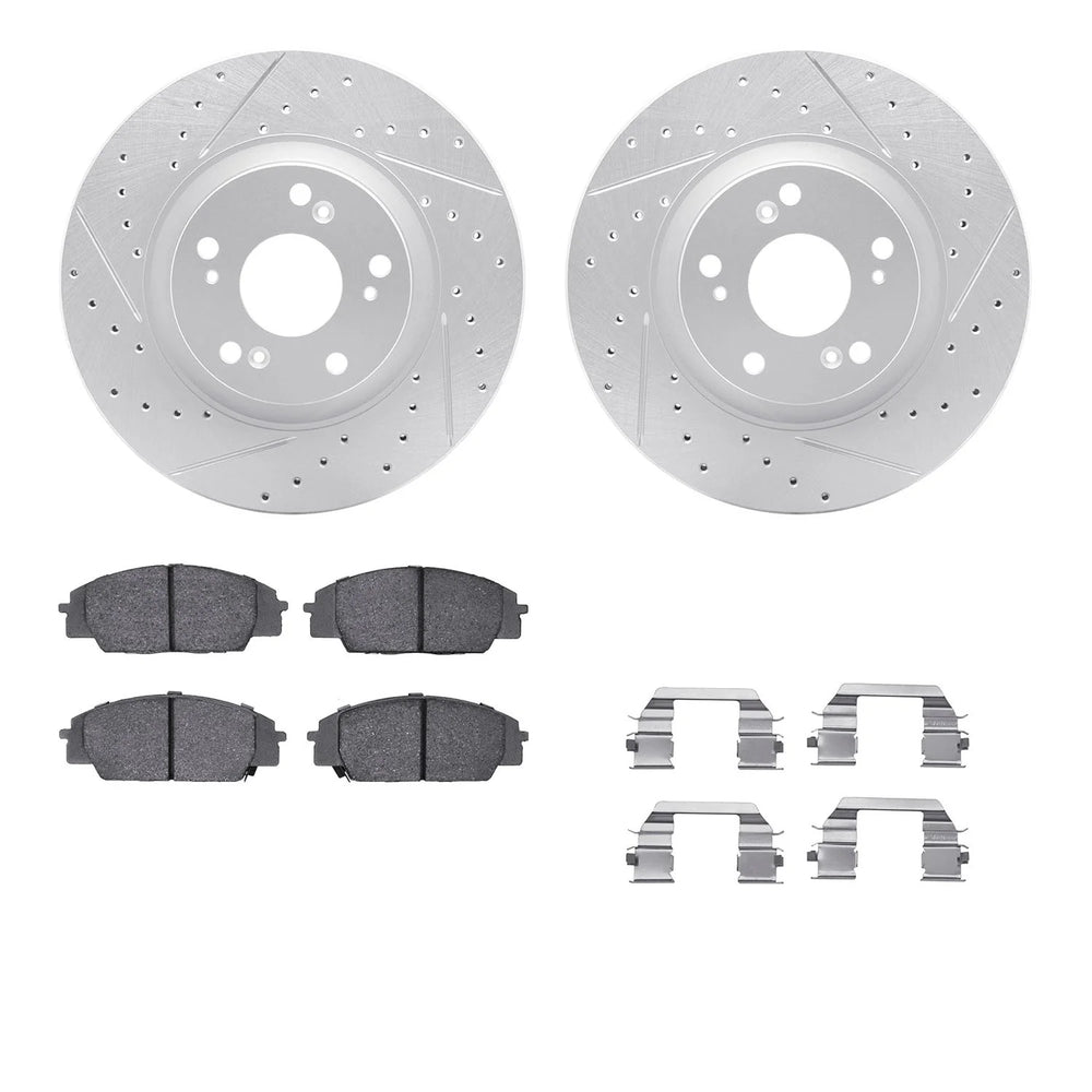 DFC 02-10 Acura CSX Front Drilled & Slotted Geoperformance Rotors 5000 Advanced Pads w/Hardware