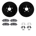 R1 Concepts Black Drilled Slotted Rotors with 5000 Oep Brake Pads Hdw Fits Subaru Baja