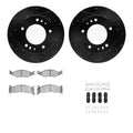 R1 Concepts Black Drilled Slotted Rotors with 5000 Oep Brake Pads Hdw Fits Kia Sportage