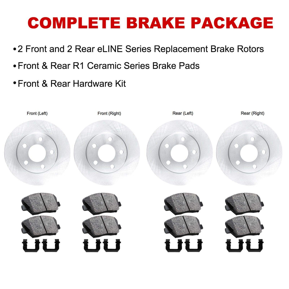 R1 Concepts E- Line Series Brake Rotor with Ceramic Brake Pads Hdw Fits Nissan Murano