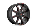 MO970 20x10 8x170.00 GLOSS BLACK MILLED W/ RED TINT & MOTO METAL ON LIP (18 mm)