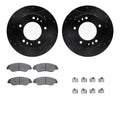 R1 Concepts Black Drilled Slotted Rotors with 5000 Oep Brake Pads Hdw Fits Kia Sportage