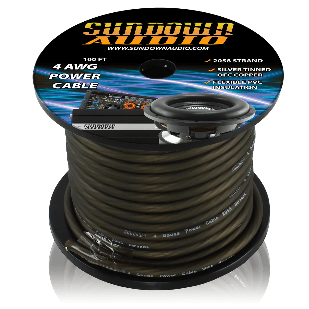 CABLE 4 GA @ 100 FT BLACK RCA CABLE