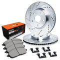 R1 05-23 Chrysler 300 Front Drilled & Slotted Silver Brake Rotor Set w/Super Duty Pads and Hardware