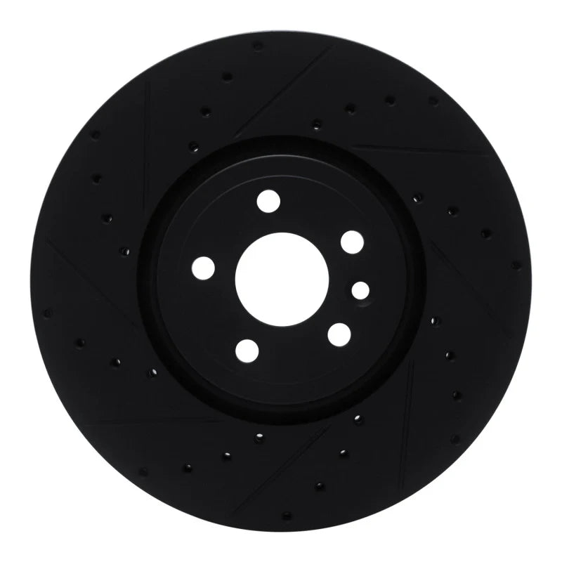 R1 2017-2020 Jaguar F-Pace Front Left Drilled & Slotted Black Brake Rotor