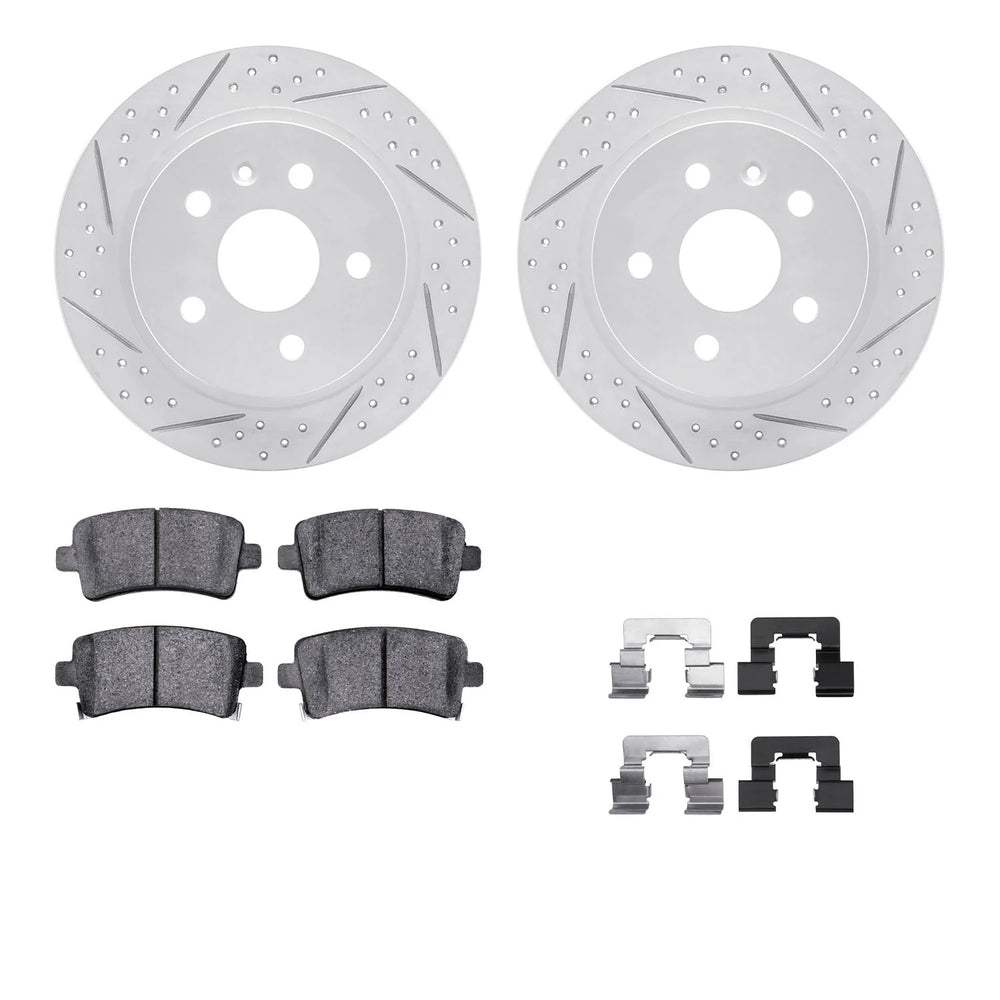 DFC 11-11 Saab 09-5 Rear Drilled & Slotted Geoperformance Rotors 5000 Advanced Brake Pads w/Hardware