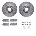 R1 14-23 Jeep Cherokee Front Drilled & Slotted Silver Brake Rotor Set w/Ceramic Pads and Hardware