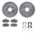 R1 Concepts Silver Drilled Slotted Rotors with 5000 Oep Brake Pads Hdw Fits Hyundai Ioniq