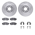 R1 Concepts Silver Drilled Slotted Rotors with 5000 Oep Brake Pads Hdw Fits INFINITI EX35