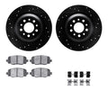 R1 eLINE Series Brake Rotors - D/S - Black - Perf Off-Road/Tow Pads - Hdw Fits Jeep Cherokee