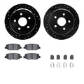 R1 eLINE Series Brake Rotors - D/S - Black - Perf Off-Road/Tow Pads - Hdw Fits Jeep Wrangler