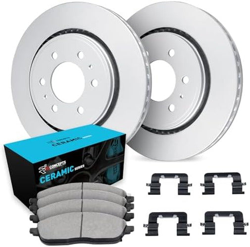 R1 Concepts Brake Rotor- Carbon Coated with Ceramic Pads Hdw Fits Nissan Titan