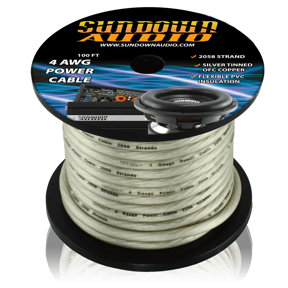 CABLE 4 GA @ 100 FT SILVER RCA CABLE
