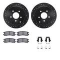 R1 Concepts Black Drilled Slotted Rotors with 5000 Oep Brake Pads Hdw Fits Buick Rendezvous