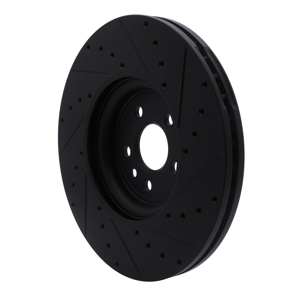 R1 2017-2020 Jaguar F-Pace Front Left Drilled & Slotted Black Brake Rotor