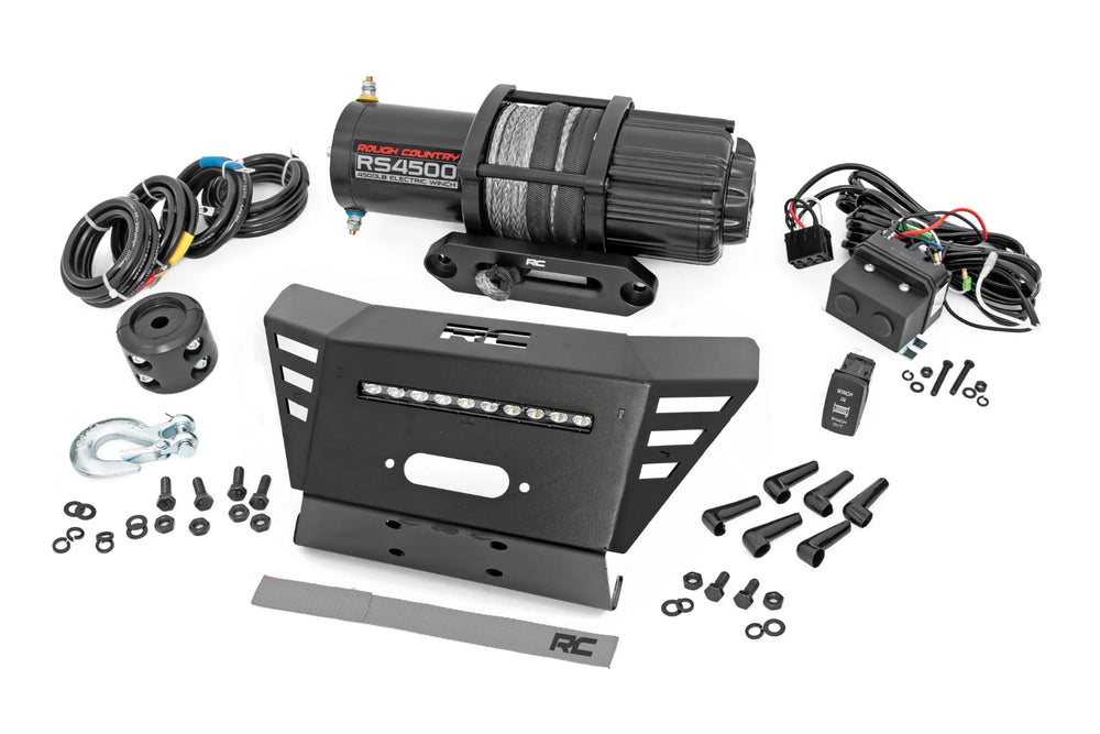 Rough Country Winch Plate 4500-LB Winch 10 Black Slimline Honda Pioneer 520 92079