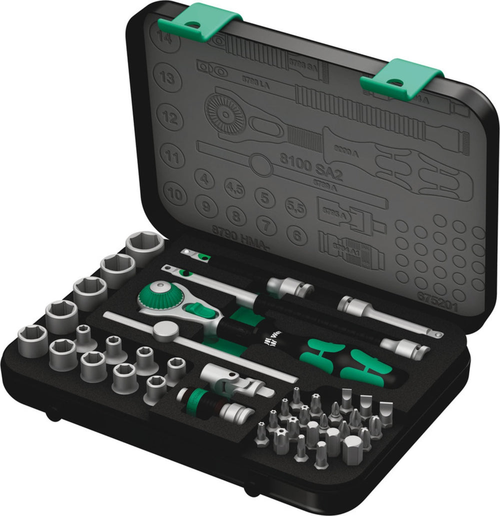 8100 SA 2 ZYKLOP SPEED RATCHET SET 1/4IN DRIVE METRIC 42 PCS
