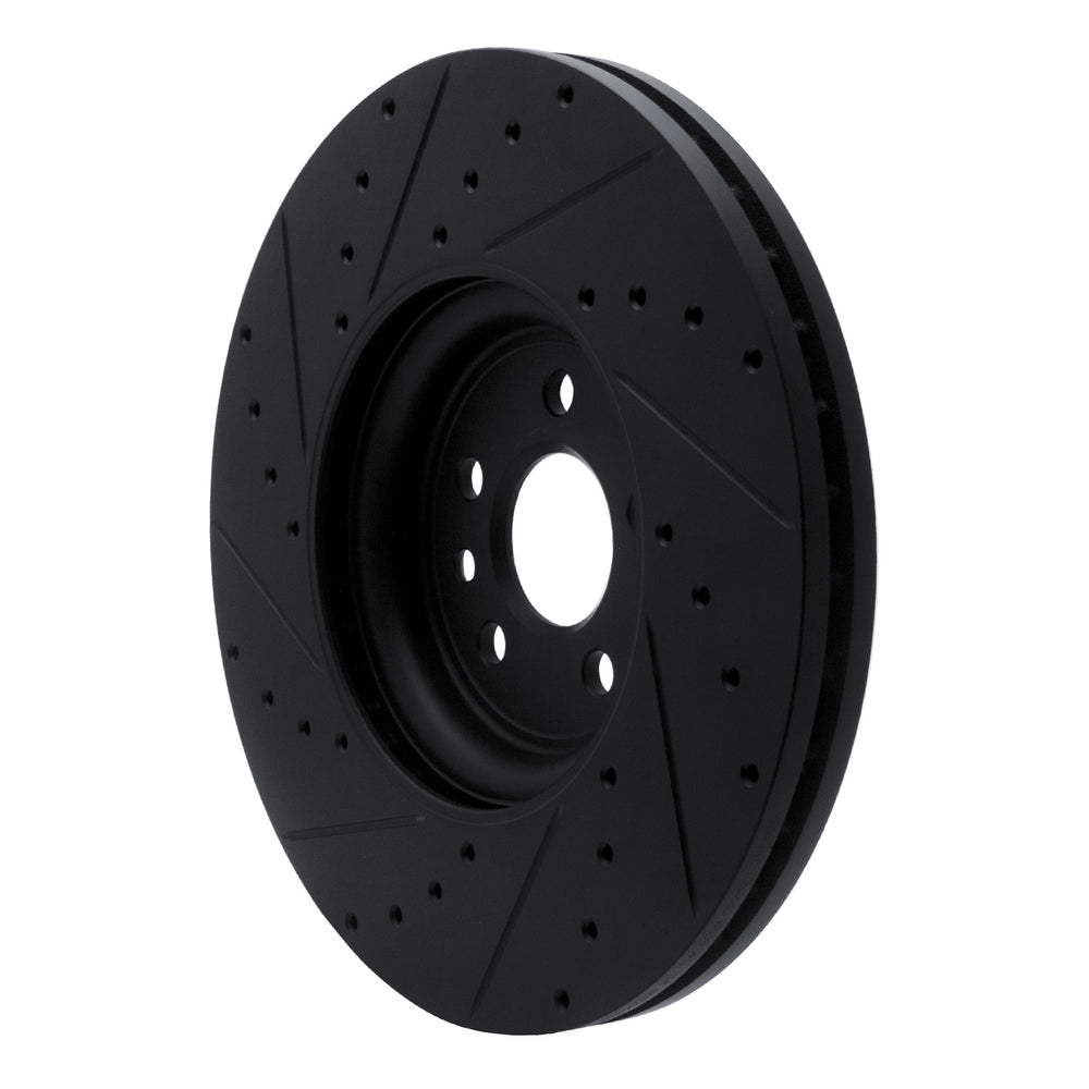 R1 2017-2020 Jaguar F-Pace Front Right Drilled & Slotted Black Brake Rotor