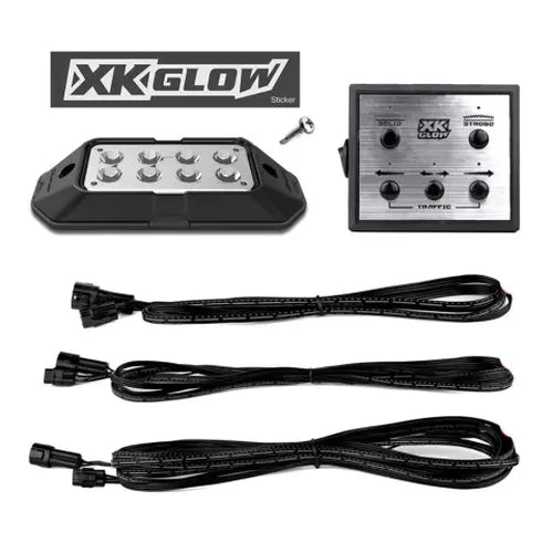 XK Glow Strobe Pod Lights w/ Traffic Modes Ultra LEDs Multiple Modes + Solid On - Red + Blue 8pc