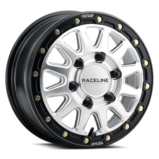 Raceline ALPHA HYPER SILVER W/ BLACK OUTER RING 15X10 6X139.7 25 - A14SB-5106025