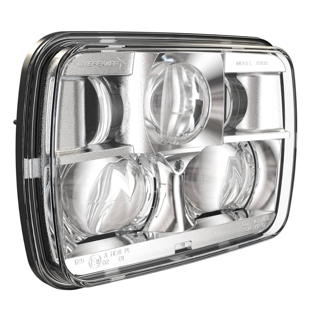 8900 EVO2 1224V DOT/ECE LED RH TRAFFIC HIGH/LOW BEAM HEADLIGHT W/CHROME INNER BEZEL SGL LIGHT