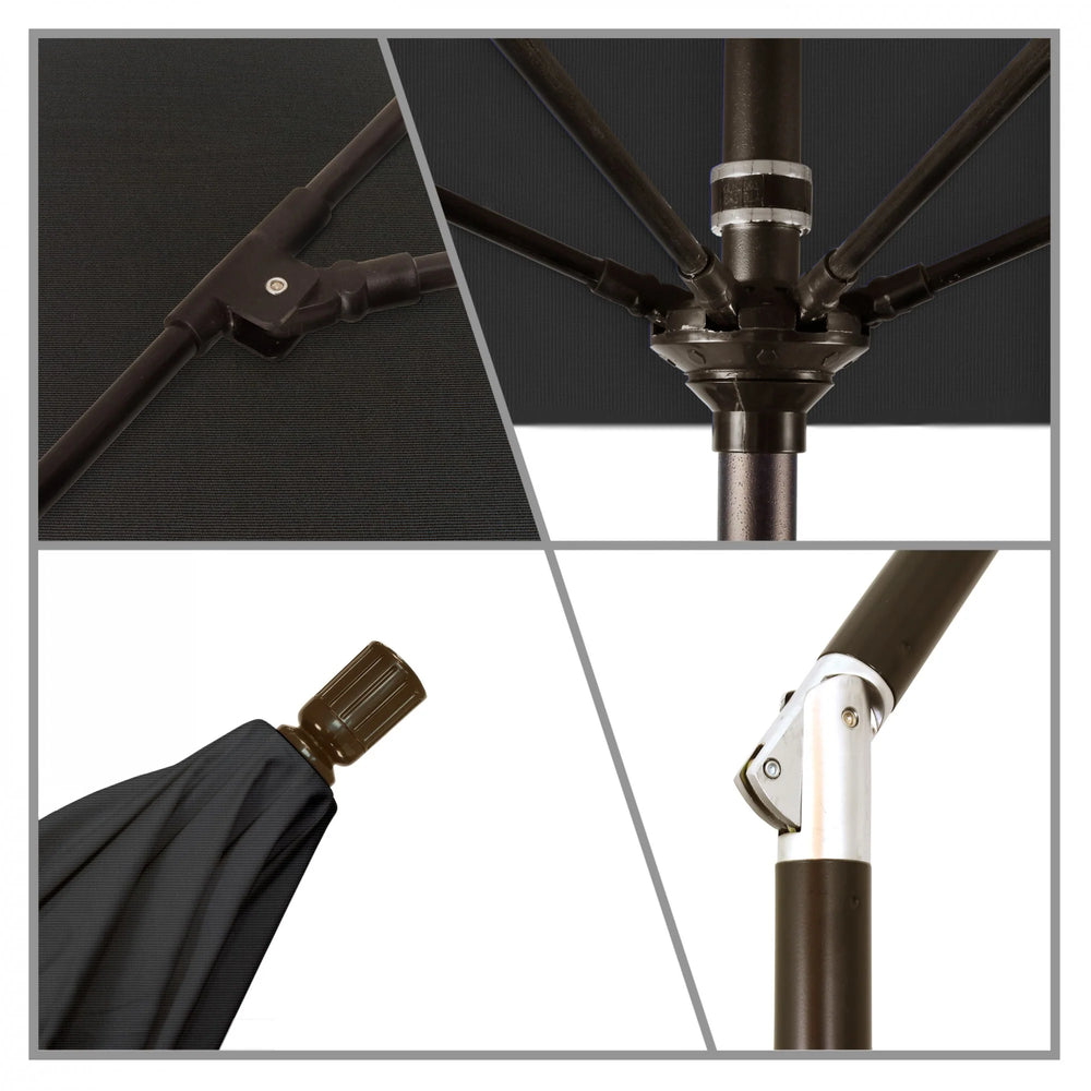 SUN MASTER SERIES 9FT ALUM/FIBERGLASS CRANK COLLAR TILT MARKET UMBRELLA IN BLACK SUNBRELLA