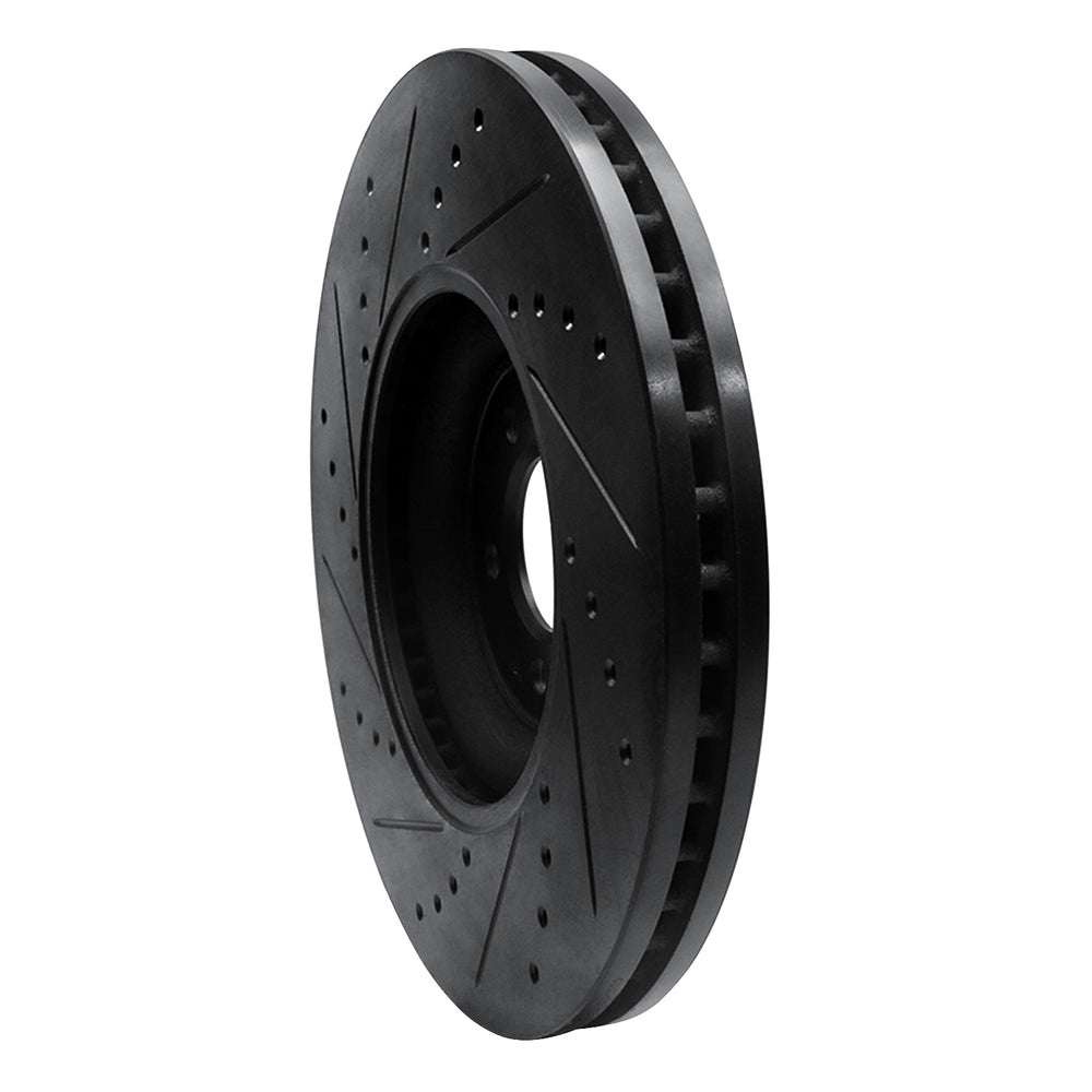 R1 10-24 Jaguar XKR Front Right Drilled & Slotted Black Brake Rotor