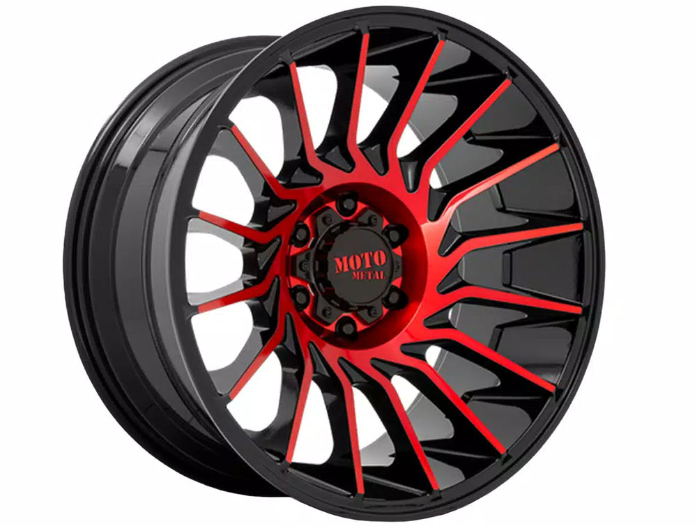 MO807 20X10 6X135 18MM GLOSS BLACK MACHINED W/ RED TINT