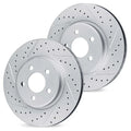 R1 17-25 Alfa Romeo Giulia Front Drilled & Slotted Carbon Coated Brake Rotor Set