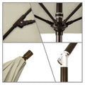 SUN MASTER SERIES 9FT ALUM/FIBERGLASS CRANK COLLAR TILT MARKET UMBRELLA IN BEIGE SUNBRELLA