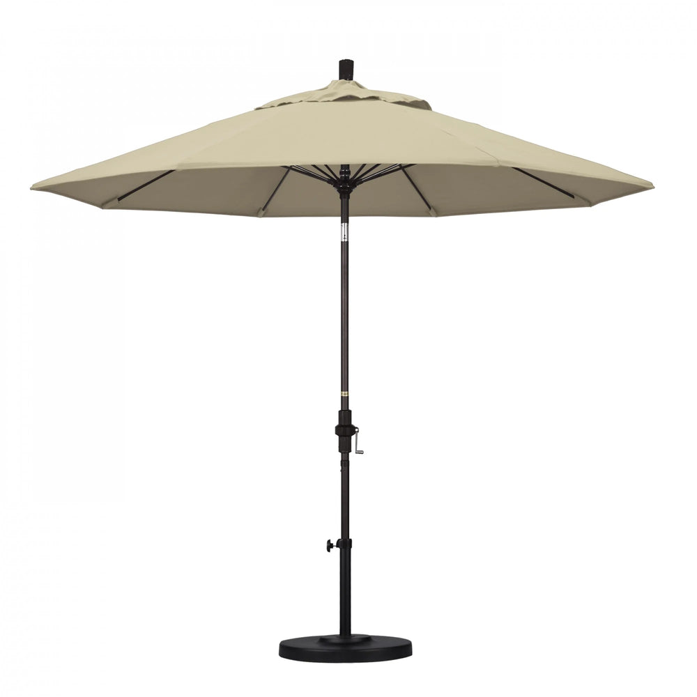 SUN MASTER SERIES 9FT ALUM/FIBERGLASS CRANK COLLAR TILT MARKET UMBRELLA IN BEIGE SUNBRELLA