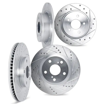 DFC 03-08 Saab 9-2X Front & Rear Drilled & Slotted Silver Rotors