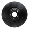 R1 10-24 Jaguar XF Front Left Drilled & Slotted Black Brake Rotor