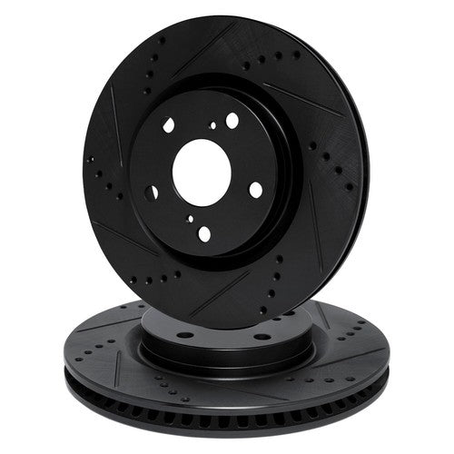 R1 E- Line Series Brake Rotor - D/S - Black w/ Ceramic Pads Hdw Fits Audi 100