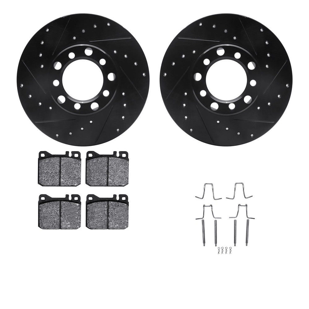 R1 E- Line Series Brake Rotor - D/S - Black w/ Ceramic Pads Hdw Fits Mercedes-Benz 230