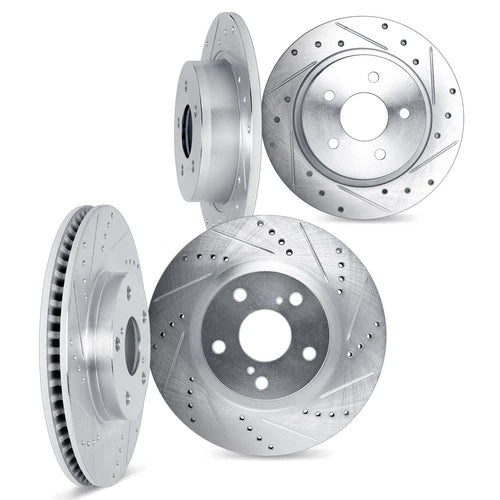 DFC 07-10 Hyundai Elantra Front & Rear Drilled & Slotted Silver Rotors