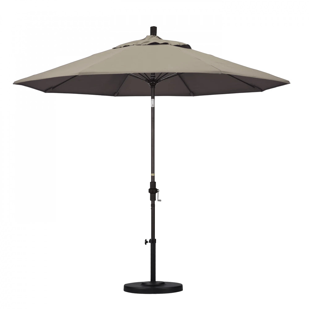 SUN MASTER SERIES 9FT ALUM/FIBERGLASS CRANK COLLAR TILT MARKET UMBRELLA IN TAUPE SUNBRELLA