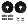 R1 Concepts Black Drilled Slotted Rotors with 5000 Oep Brake Pads Hdw Fits Acura RDX