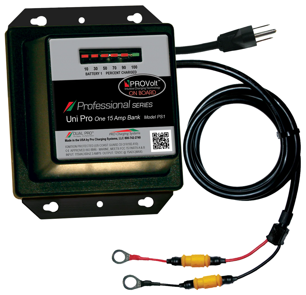 DUAL PRO PROFESSIONAL SRS LITHIUM/AGM SINGLE BANK 12V/15A SEALED WATERPROOF CHARGER