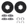 R1 Concepts Black Drilled Slotted Rotors with 5000 Oep Brake Pads Hdw Fits Chevrolet LUV