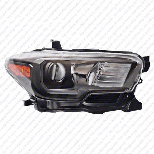 RH HEADLIGHT ASSY; HALOGEN; W/O LED DRL & FOGLAMPS; BLACK TY TACOMA 1618