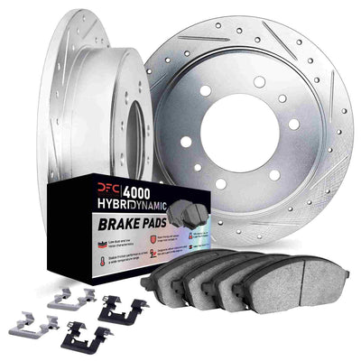 DFC 81-85 Toyota 4Runner Front Drill/Slot Silver Rotors 4000 HybriDynamic Brake Pads w/Hardware