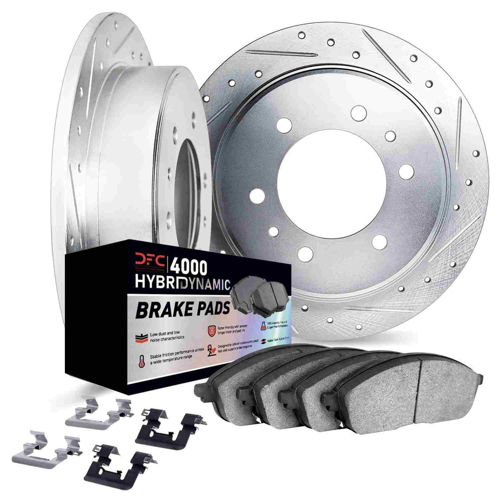 DFC 81-85 Toyota 4Runner Front Drill/Slot Silver Rotors 4000 HybriDynamic Brake Pads w/Hardware