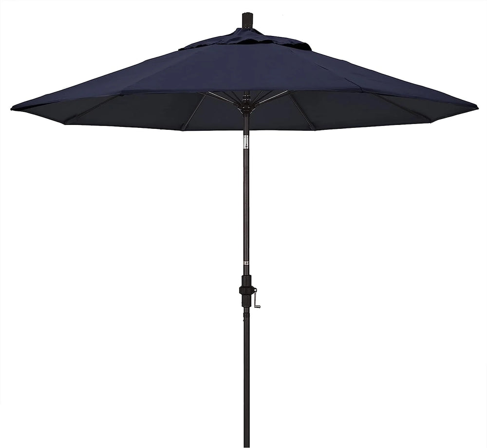 SUN MASTER SERIES 9FT ALUM/FIBERGLASS CRANK COLLAR TILT MARKET UMBRELLA IN NAVY BLUE SUNBRELLA